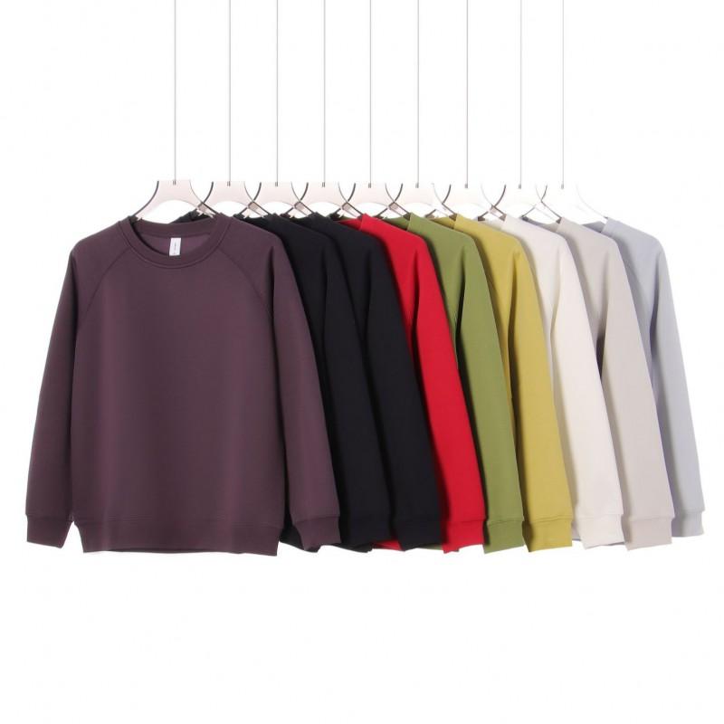 Heavyweight 380g Solid Color Crewneck Raglan Sleeve Hoodie Unisex Oversized Casual Sweatshirt