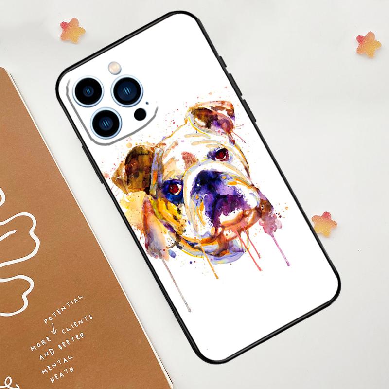

English Bulldog Pug Phone Case For iPhone 17 Pro Max 14 13 12 11 15 16 Pro Max mini 16 Plus 16e 17 Air Funda iPhone 12Pro MAX