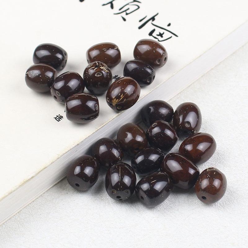 Purple Gold Mouse Bodhi Seed 13MM Loose Beads DIY Bracelet Spacer, Eighteen Pre-drilled Beads.