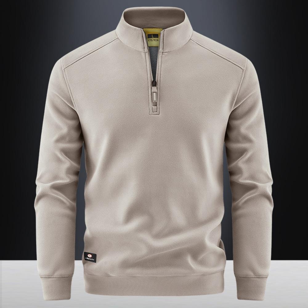 

Autumn Men s Half Zipper Sweatshirts Long Sleeve Solid Color Pullover Turtleneck Streetwear Winter Warm Jacket Sport Coats 5XL абрикосовий