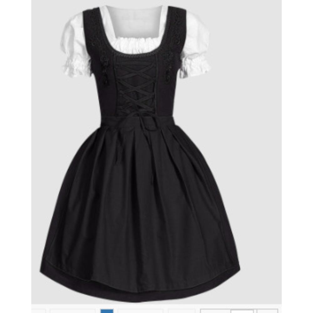 Women's Square Neck Short Sleeve Mini Dress Slim Fit Oktoberfest Dirndl Beer Festival Costume Dress