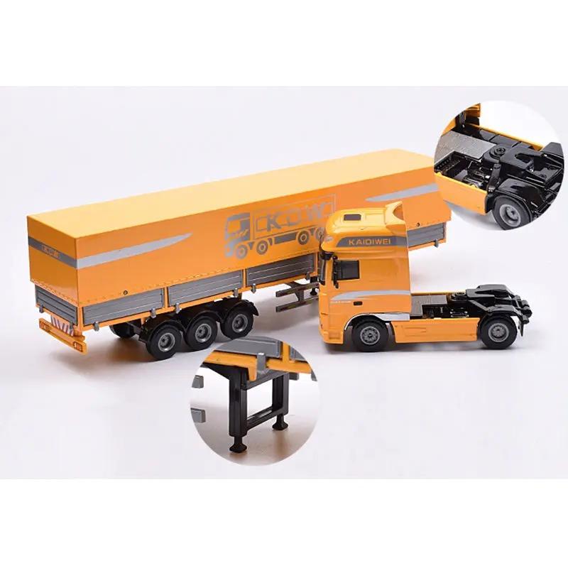 1/50 Diecast Container Truck Car Model Alloy Metal Engineering Flatbed Transport Truck Vehicle Semi Trailer Car Model Kids Gifts