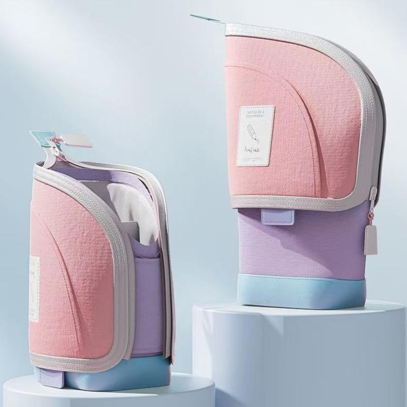 Stand Up Pencil Case Vertical Pen Holder Large Capacity Student Stationery Bag for School Office Desk