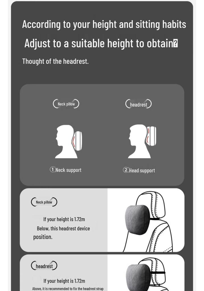 Compatible Headrest & Neck Support Pillow for Maybach, Mercedes-Benz, Tesla, and AITO Series.