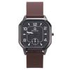 Trendy Retro Men's Leather Strap Quartz Watch - Square Case Fashion Student Wristwatch