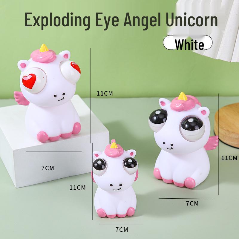 Poupée Licorne Anti-Stress à Yeux Globuleux - Jouet à Presser en Silicone avec Yeux qui Sortent pour Évacuer le Stress