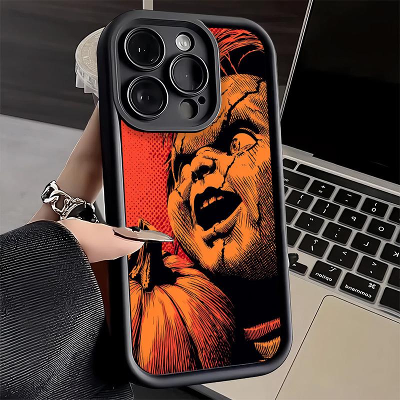 Phone Case for iPhone 17 Air 16E 15 16 Pro Max Chucky Doll Horror Style Cover 14 Plus 13 12 Mini Soft Shell Silicone Fundas