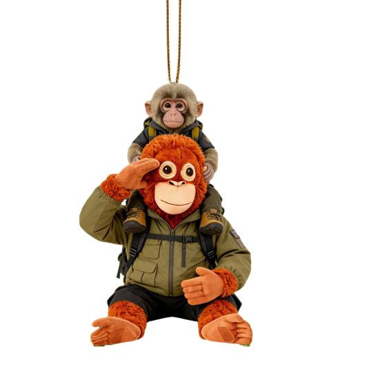 Monkey Hugging Plush Toy Keychain 2D Monkey Acrylic Keychain for Backpack Purse Car Keys Emotional Gift for Family Friends