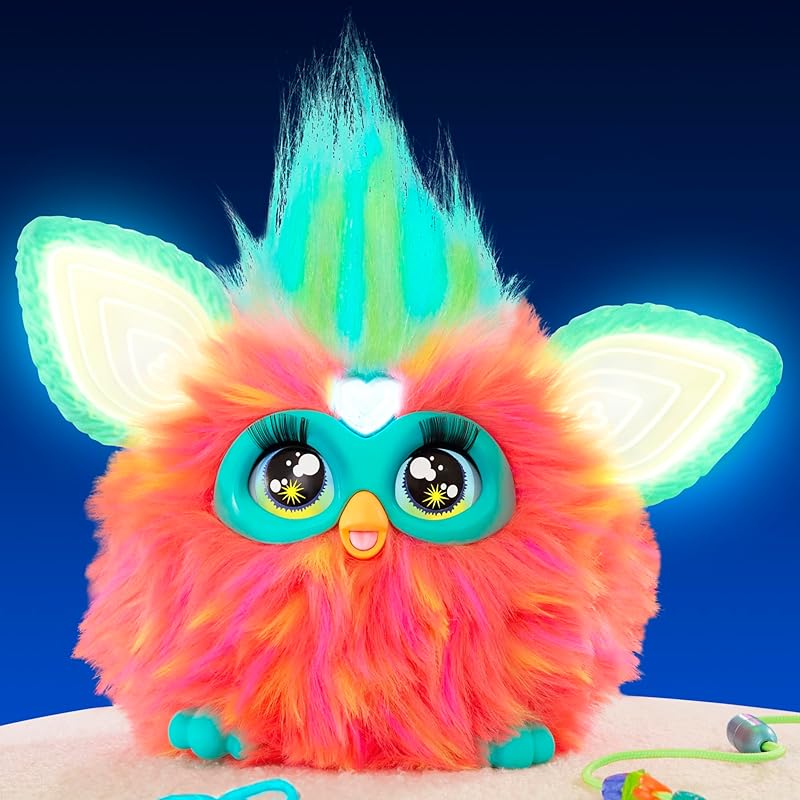 Hasbro Furby Coral Voice-Responsive Interactive Toy for Boys and Girls Ages 6+ with 15 Fashion Accessories, Animatronic, Motorized Plush Toy for Kids,
