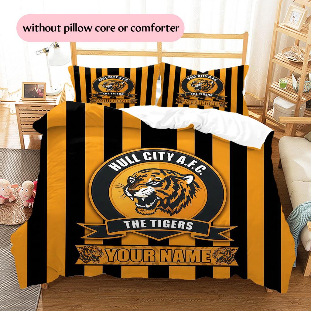 Custom Name Hull City Pattern Bedding Quilt Set Home Decoration Gift (1 * duvet cover + 2 * pillowcase without core)