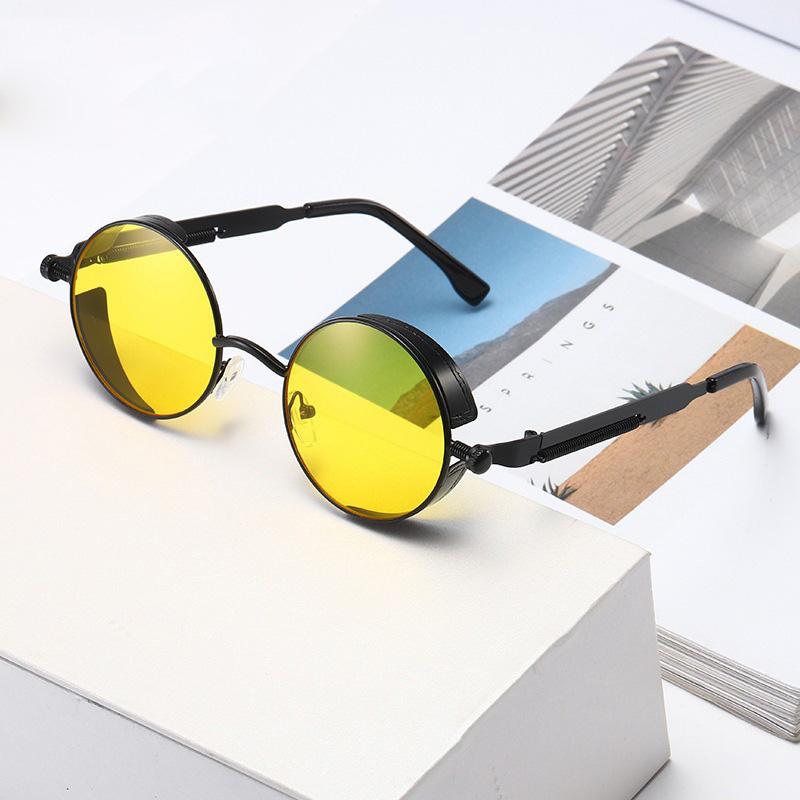 Gothic Steampunk Sunglasses Men Women Vintage Round Metal Frame Punk Style UV400 Sun Glasses Designer Brand