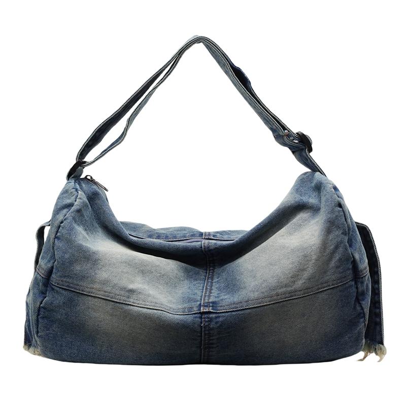 

Джинсовая сумка через плечо женская сумка через плечо в стиле ретро большая вместительная дорожная сумка светло-синий