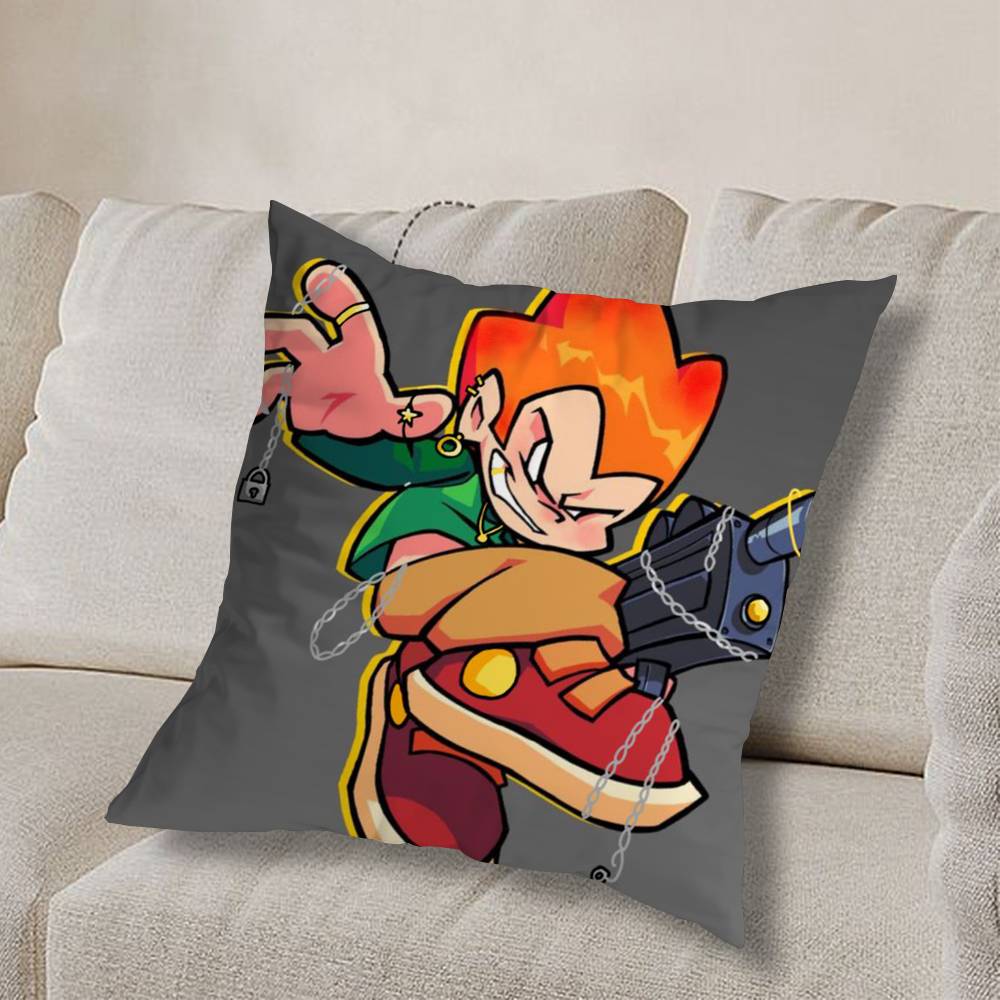 F-Friday Night Funkin cool Pillow Case Square Double-Sided Printing Short Plush Sofa Cushion Cover Bedroom Bedside Pillow