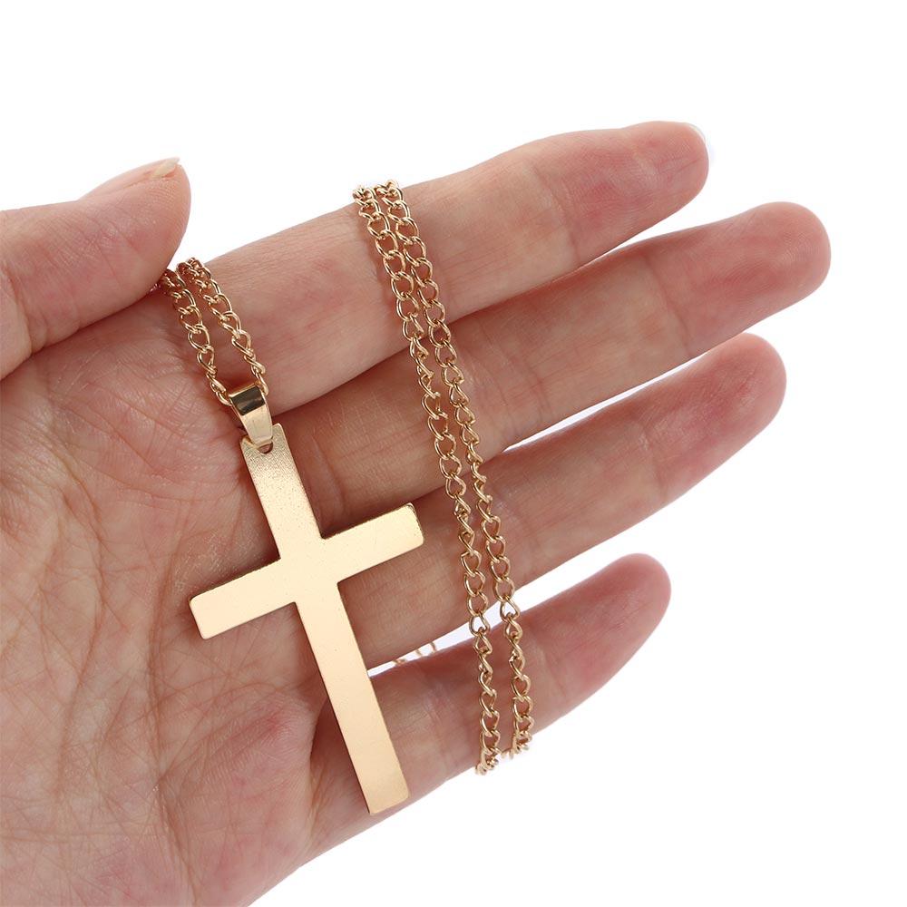 Gift Men Gold Color Black Minimalism Metal Cross Necklaces Cross Pendant Clavicle Chains Necklaces