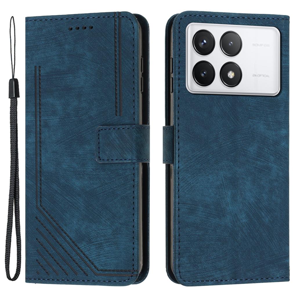For Xiaomi Redmi K70E 5G/Poco X6 Pro 5G Phone Case Wallet PU Leather Flip Line Imprinted Cover