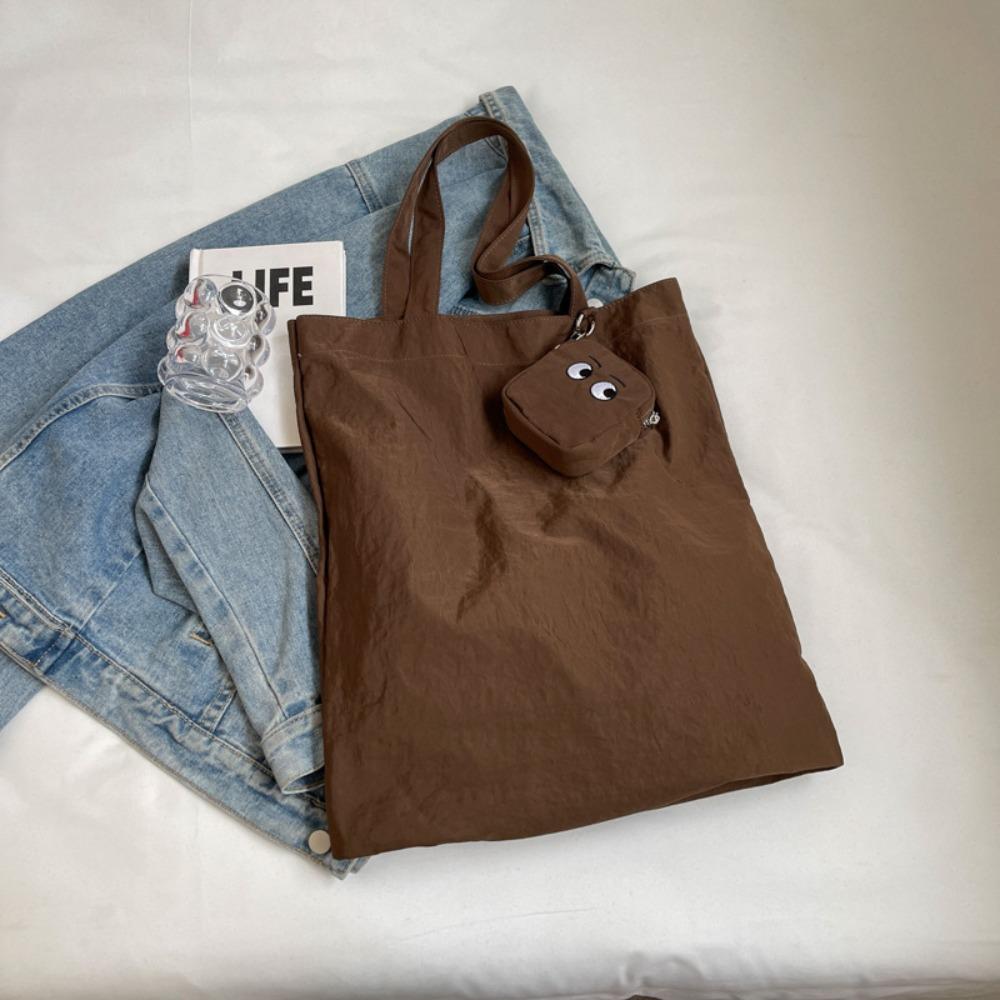 With Storage Bag Solid Color Shoulder Bag Shopping Bag Colorful Handbag  Students