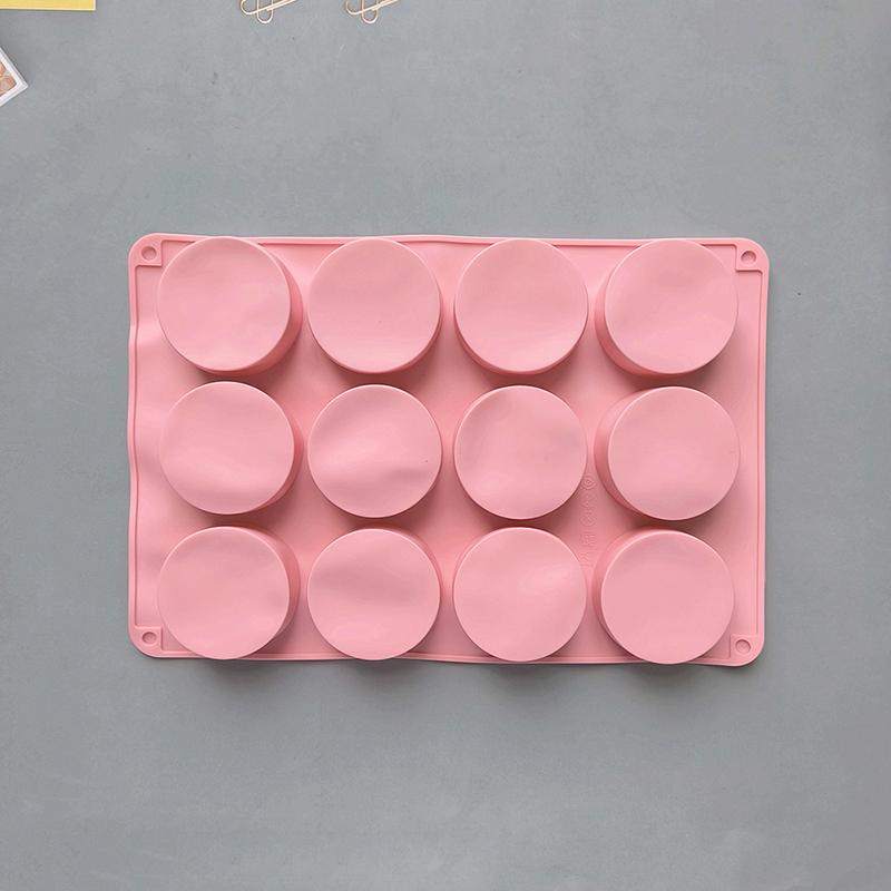 Round Chocolate Cookie Molds Chocolate Silicone Mold 12-Cavity Cylinder Silicone Molds For Jelly Mini Cakes Muffin Baking