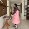 Autumn Winter Thicken Warm Parka Women Casual Contrast Color Big Pocket Loose Long Hooded Coat Jackets Outwear