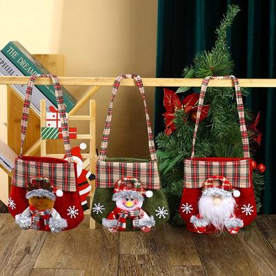 Christmas Gift Santa Snowman Doll Bag Christmas Handbag Gift Bags Reusable Christmas Party Candy Apple Kids Gift Bags YFA2233
