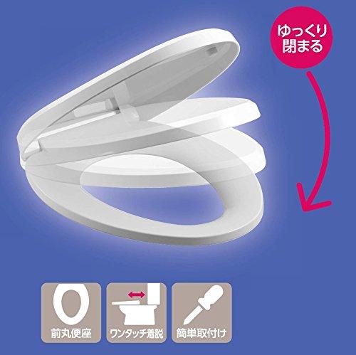 SANEI Standard Toilet Seat, Front-Rounded, Soft Closure, Easy Installation, One-Touch Detach, Blue, PW9032-B