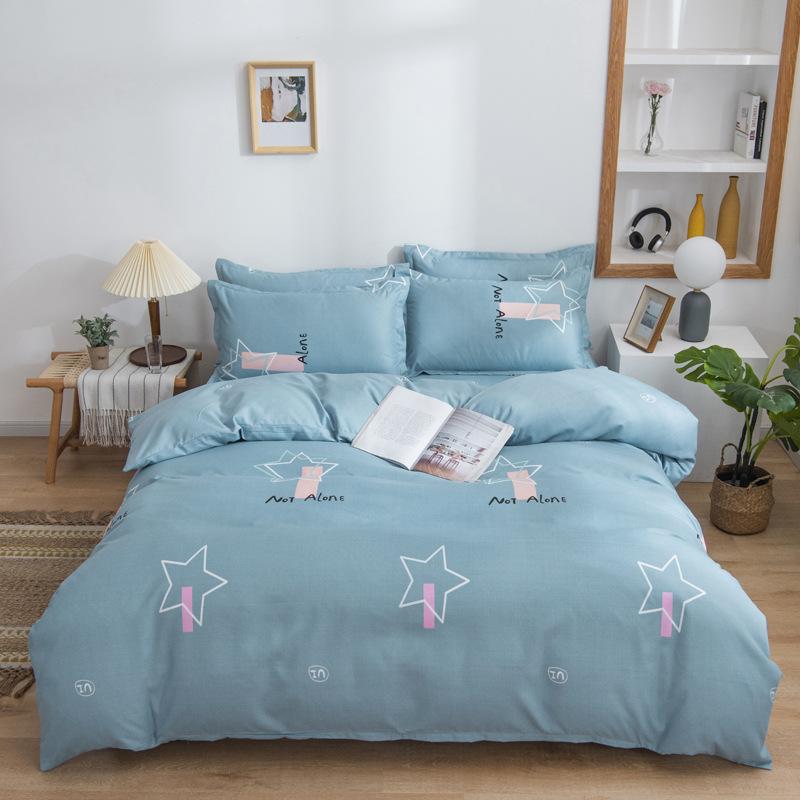Live Stream Thickened Platinum Cotton Sanded Four-piece Set, Bed Sheet Quilt Cover, Student Dormitory Three-piece Set, Bedding