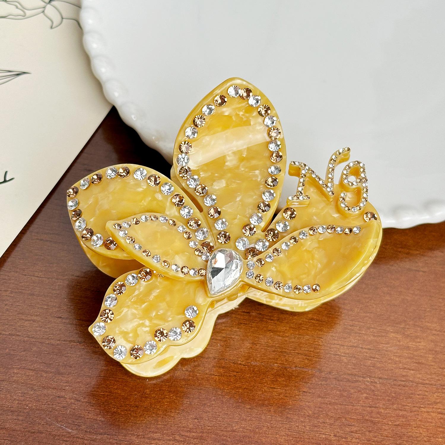 

Hair Acetate Stylish Claw Clips Featuring 2023 Floral Trend For Fashionforward Women Yellow9.2 cm