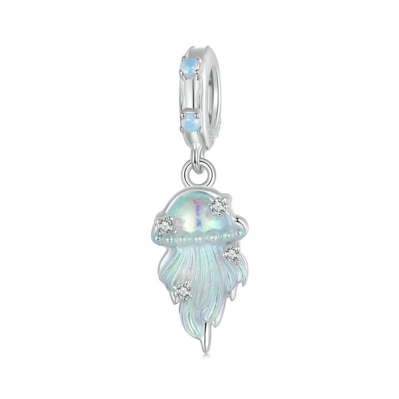 Argento 925 Fascino Conchiglia Blu Perla Marina Animale Tartaruga Stella Marina Ciondolo Adatto Bracciale Collana Gioielli Fai da Te