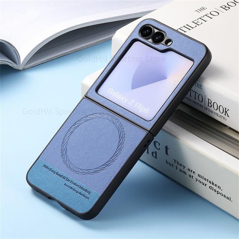 Magnetic Leather Phone For Magsafe Case For Samsung Galaxy Z Flip7 5G Wireless Charging Magsafing Protection Cover For Samsung Z Flip 7 6 5 4 Fundas