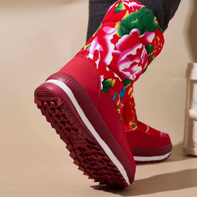 Ethnic Snow and Snow Boots, Women's Fleece and Thickened Cotton Boots, Warm Cotton Shoes Women's Outdoor Shoes, New Winter Style