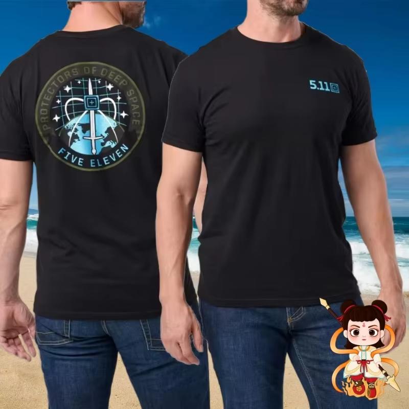2025 High Quality USA 5.11 Tactical Men T-Shirt Cotton Printed Round Neck Fitness Training Round-neck Short Sleeved Shirt