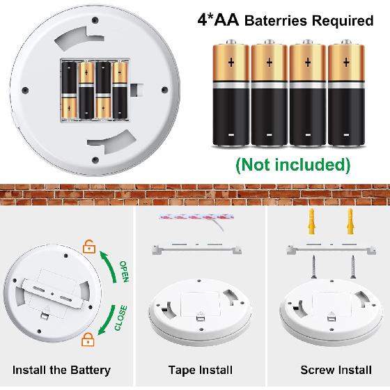 Bewegungssensor Batteriebetrieben Indoor LED Schrankleuchten - 210LM 6000K Kaltweiß für Waschküche, Treppenhaus, Flur, Schuppen, Küchenschrank