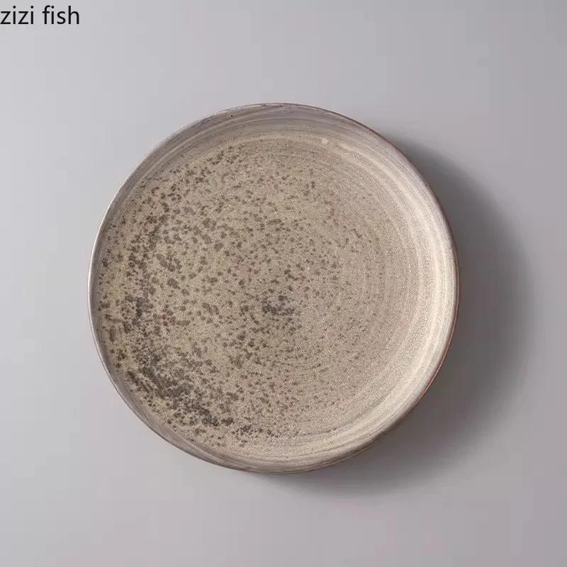 Vintage Circular Ceramic Dinner Plate Sushi Plate Dessert Plate Snack Plates Restaurant Specialty Molecular Cuisine Tableware