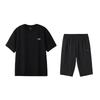 Summer Short Sleeve T-Shirt Comfortable Casual Three Quarter Pants Sports Set Men Sets Black W775-1+W025-1