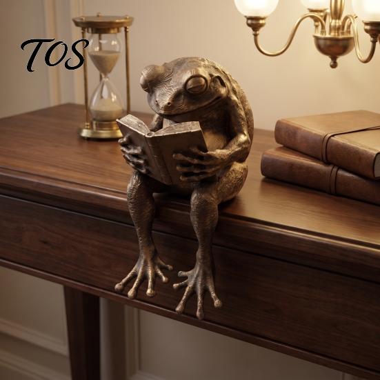Literarischer Stil Raumdekoration Lese-Frosch Figur, Buchstützen für Bücherregal Dekoration, Harz Ornament Exquisites Geburtstagsgeschenk Freunde Zuhause Büro Arbeitszimmer