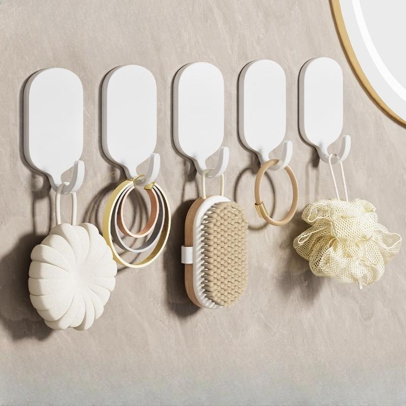 Non-drilled Stainless Steel Hook with Strong Adhesive for Heavy Load. Bathroom and Toilet Hanging Item Adhesive Wall Mount.