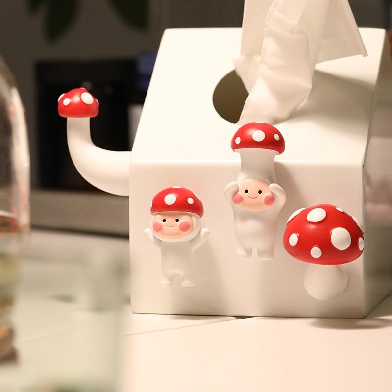 3D Red Mushroom Refrigerator Sticker Standing Sitting Hug Cartoon Refrigerator Decorative Magnetic Sticker Resin Gift