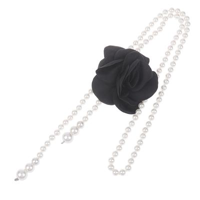 Women Floral Waist Chain Accessories Pearl Belt Decorative Skirt Stylish Waist Chain