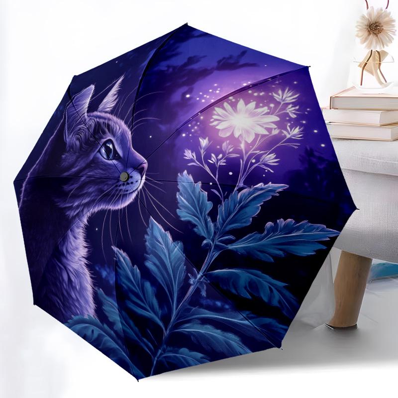 0106 Glowing Animals  Pattern, Automatic Folding Umbrella, Portable and Foldable Design, 8 Ribs, a Christmas or Birthday Gift.