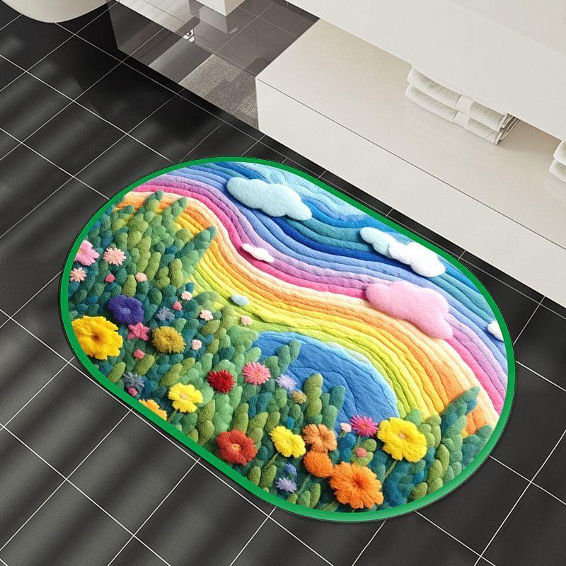 Ins Wind 3D Rainbow Diatom Mud Floor Mat Shower Room Water-Absorbing Quick-Drying Floor Mat Household Non-Slip And Dirt-Resistant Bathroom Floor Mat