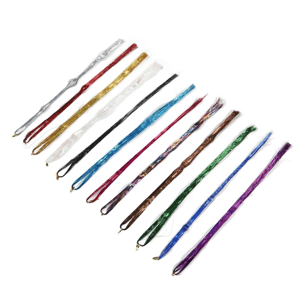Colorful Hair Tinsel Extensions Kit PET Decoration Braiding Glittering Hair Tinsel Kit for Daily Life