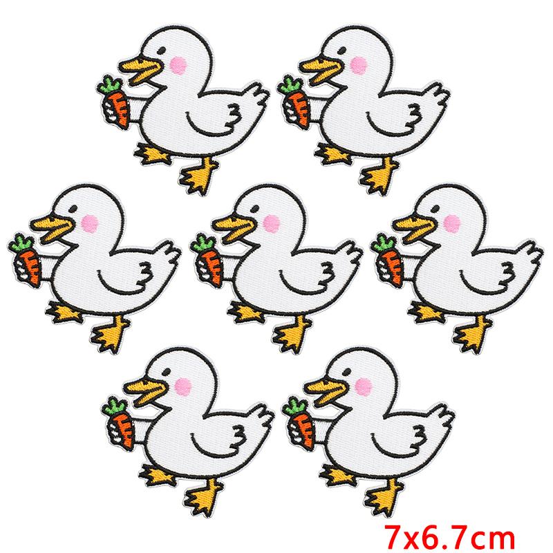 10pcs /Lots Cute Duck Embroidered Applique Cartoon Animal Duck Patch Iron On Patches For Clothing Decoration Diy Hats Bag Sticker