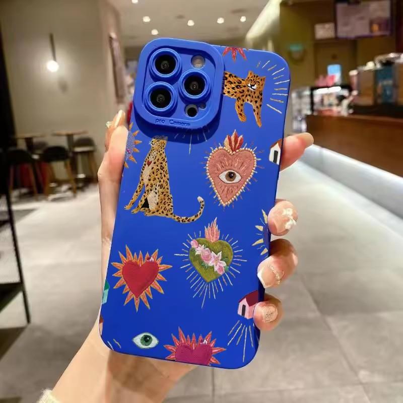 

For iPhone 16 Pro Case Floral Leopard Eyes Silicone Phone Case For iPhone 11 12 13 14 15 Pro Max XS X XR 7 8 Plus SE 2022 Cover iPhone 12