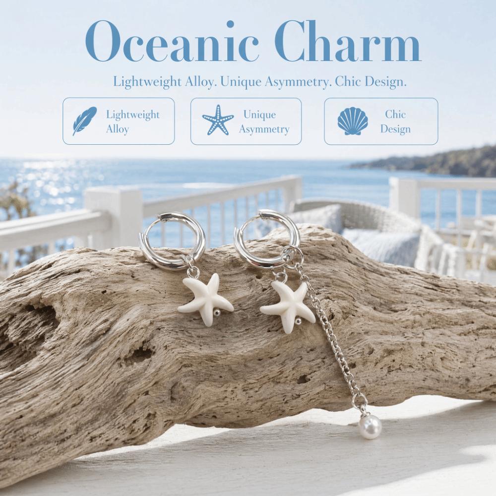 Creative Design Starfish Earrings White Color Ocean Style Earrings Starfish Pendant Earrings Gift