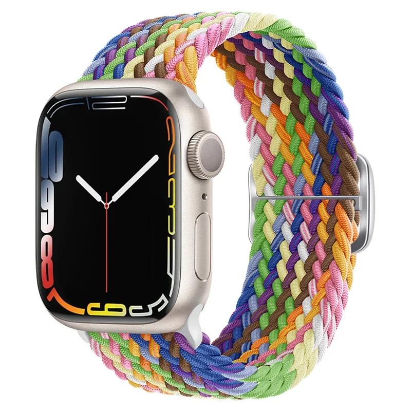 Nylon Strap for Apple Watch Ultra 2 Band 49mm 40mm 44mm 41mm 38 45mm Elastic Braided Loop Bracelet IWatch Series 9 8 7 6 SE 5 4