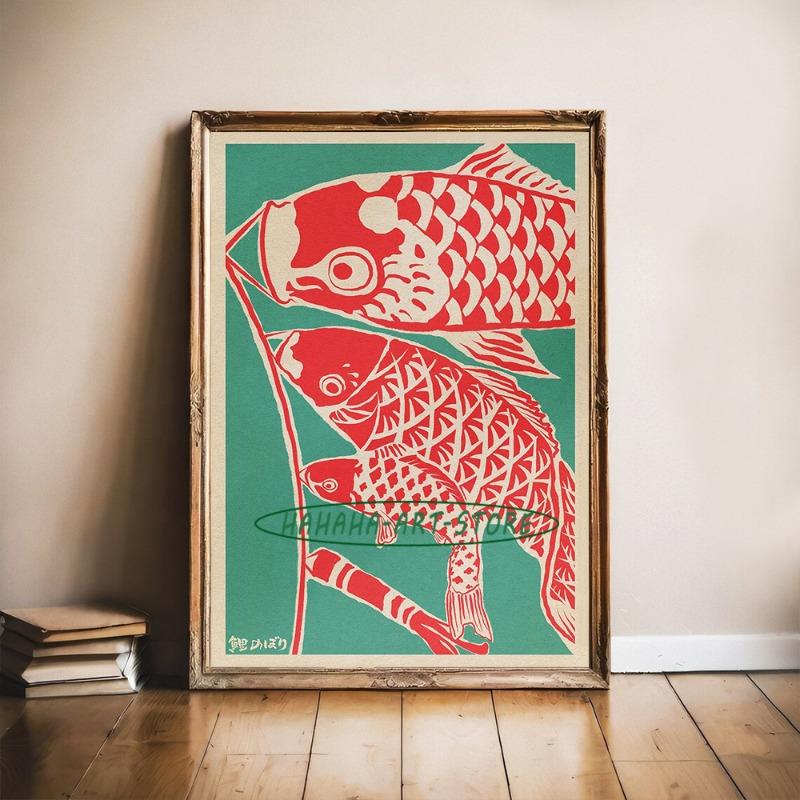 Japanese Vintage Art Food Cultural Lucky Cat Poster Canvas Prints Daruma Retro Daruma Dolls Wall Art Decor Home Room Shop Decor