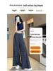 Plaid Strappy High-Waisted Wide-Leg Pants - Women's Korean Style Casual Long Pants