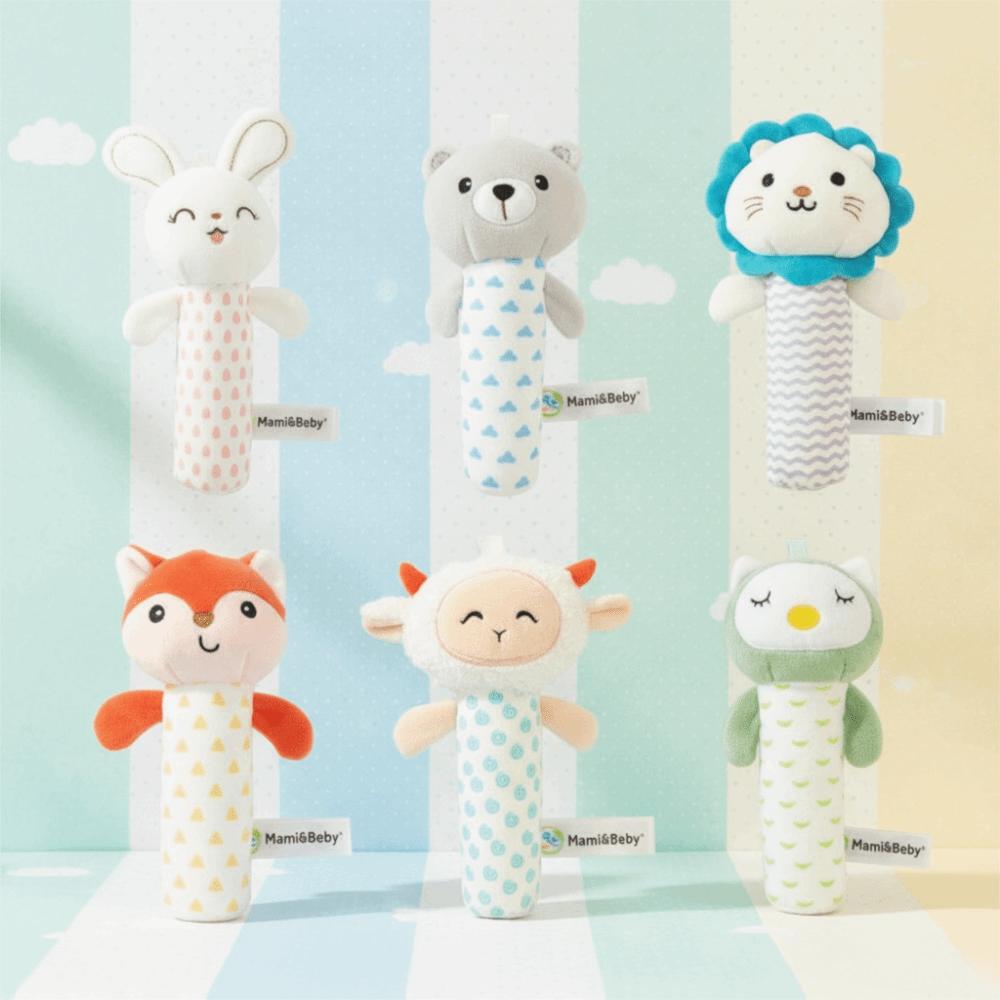Squeaky Sound Soft Stuffed Animal Rattle Cartoon Animals Plush Rattles  Bed Hanging