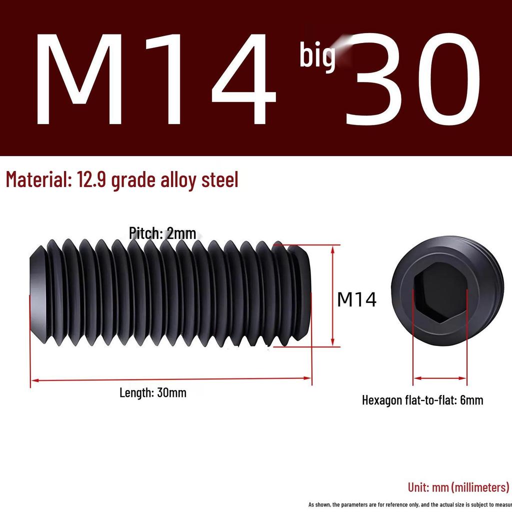 Grade 12.9 Hex Socket Headless Set Screw (M3-M16)