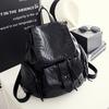 Soft Leather Women Backpack Large Travel Shoulder Bag Female Daypack Black Flip-Top Bagpack Laptop School Bag for Teenage Girls