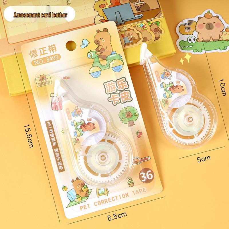 Creative Cartoon Capybara Correction Tape for Students, 6m Large Capacity, PET Transparent Film, Cute Design.